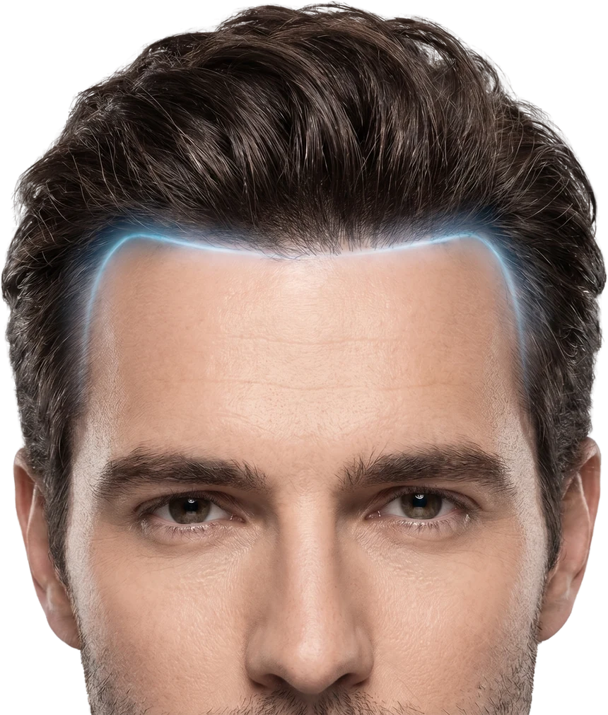 A precision-designed hairline mapped before FUE